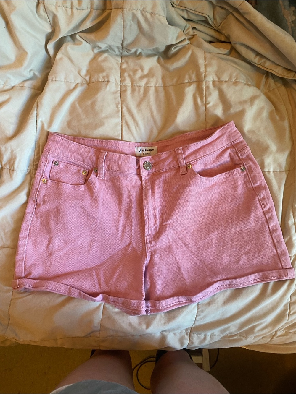 Juicy Couture Pink Denim Mid-Rise Jean Shorts